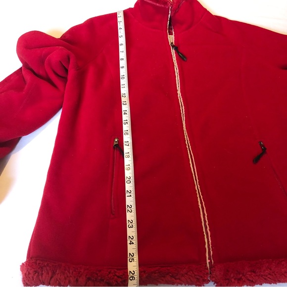 Green Tea Plush Fleece Jacket Full Zip Red SZ XL - Picture 6 of 8